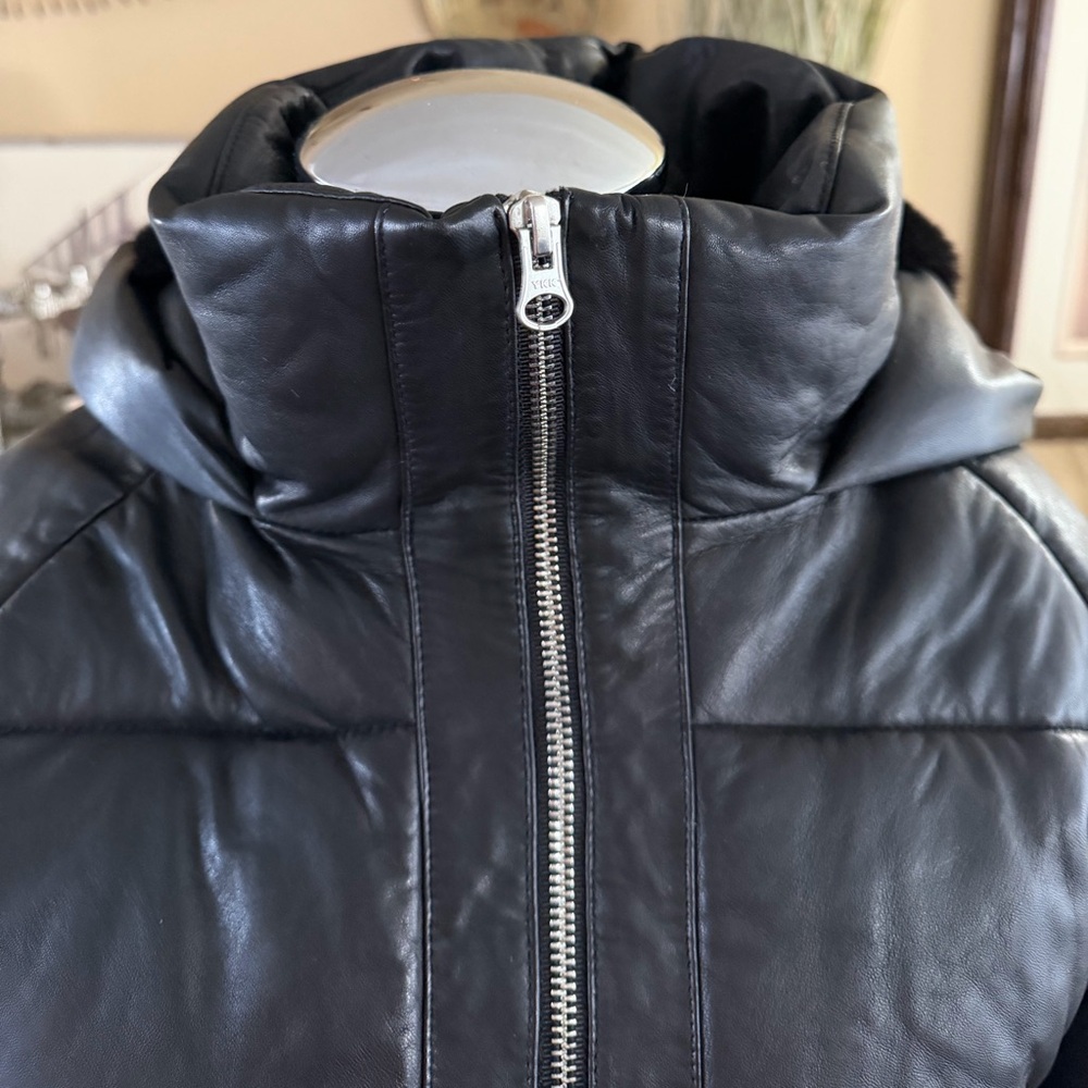 Quince 100% Leather Puffer Jacket in black size S - Picture 15 of 16